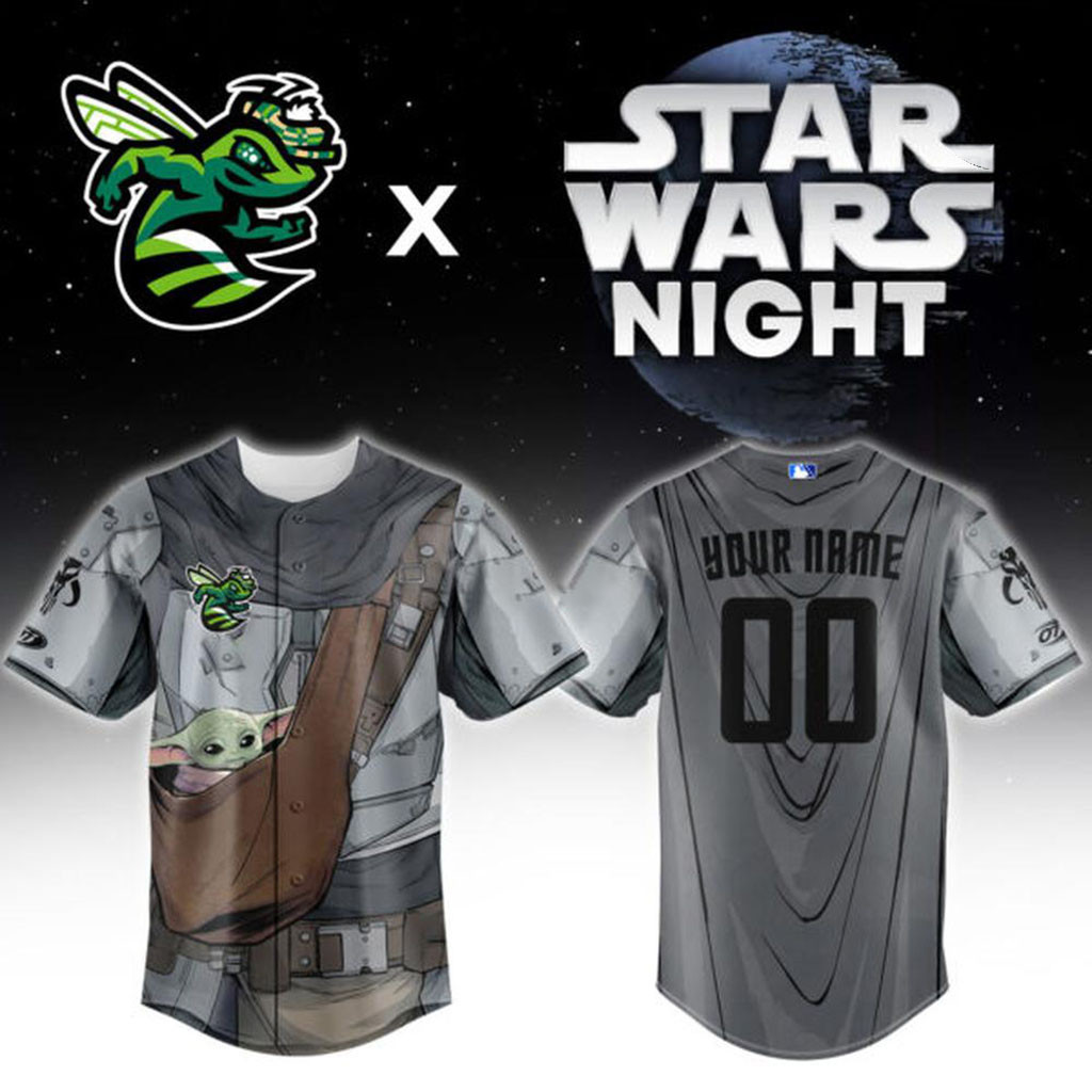 Personalized Augusta GreenJackets Star Wars Night Baseball Jersey GreenJackets Merch Fan Gifts
