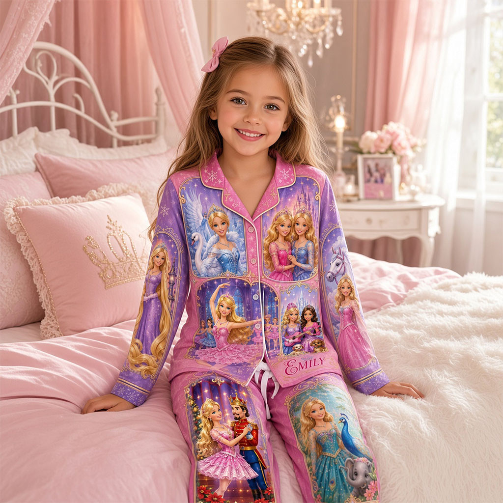 Personalized Barbie Fairytale Princess Pajama Set Birthday Gift For Daughters