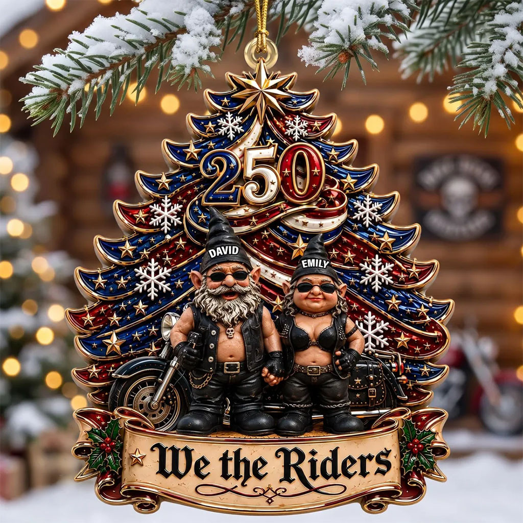 Personalized Biker Gnome Couple 250 Christmas Ornament We The Riders Xmas Tree Decor Biker Gift