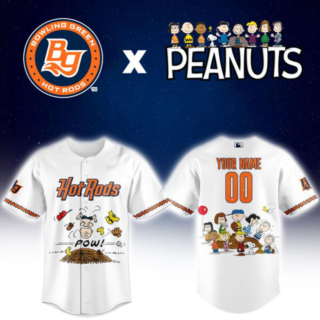 Personalized Bowling Green Hot Rods X Peanuts Collector Edition Baseball Jersey Hot Rods Merch