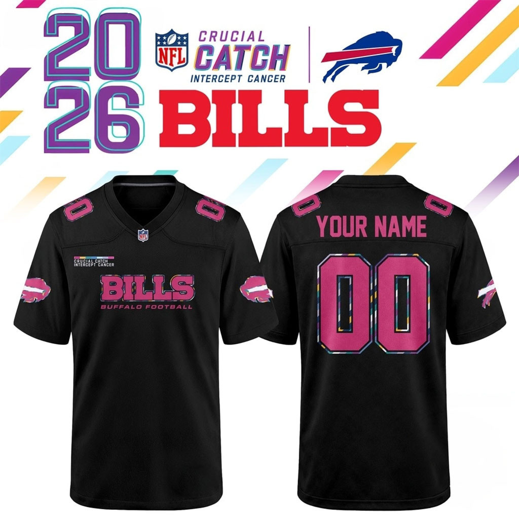 Personalized Buffalo Bills Crucial Catch 2026 Black Football Jersey Buffalo Football Merch Gift