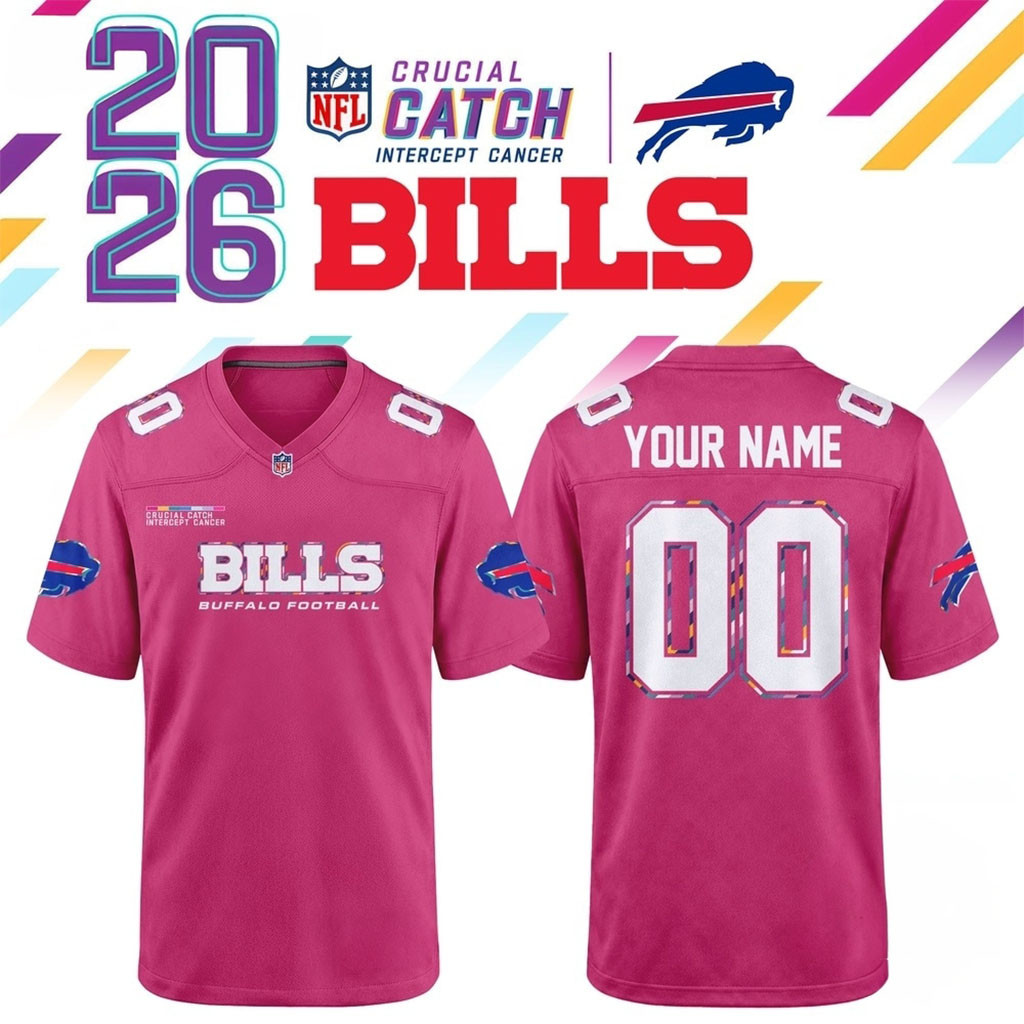 Personalized Buffalo Bills Crucial Catch 2026 Pink Football Jersey Buffalo Football Merch Gifts