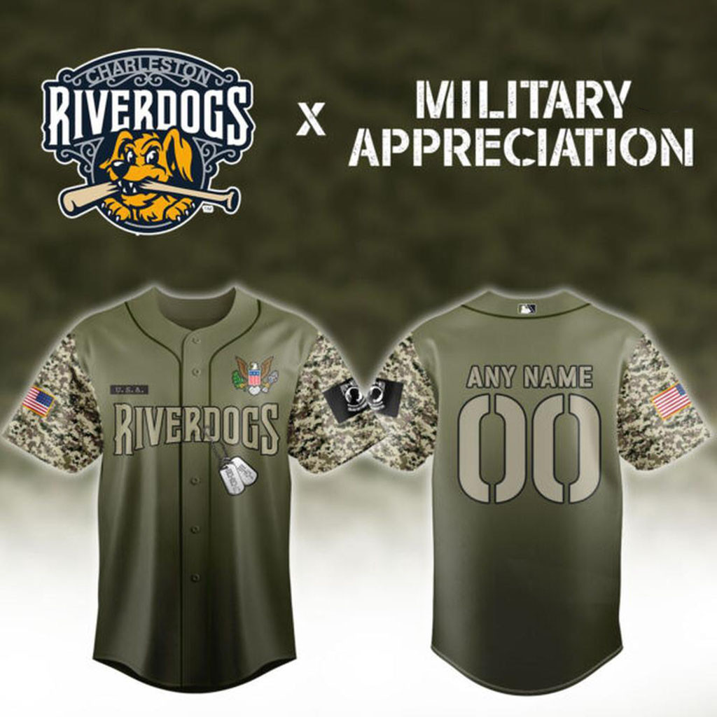 Personalized Charleston RiverDogs X Military Appreciation Night Baseball Jersey Gifts For Fans