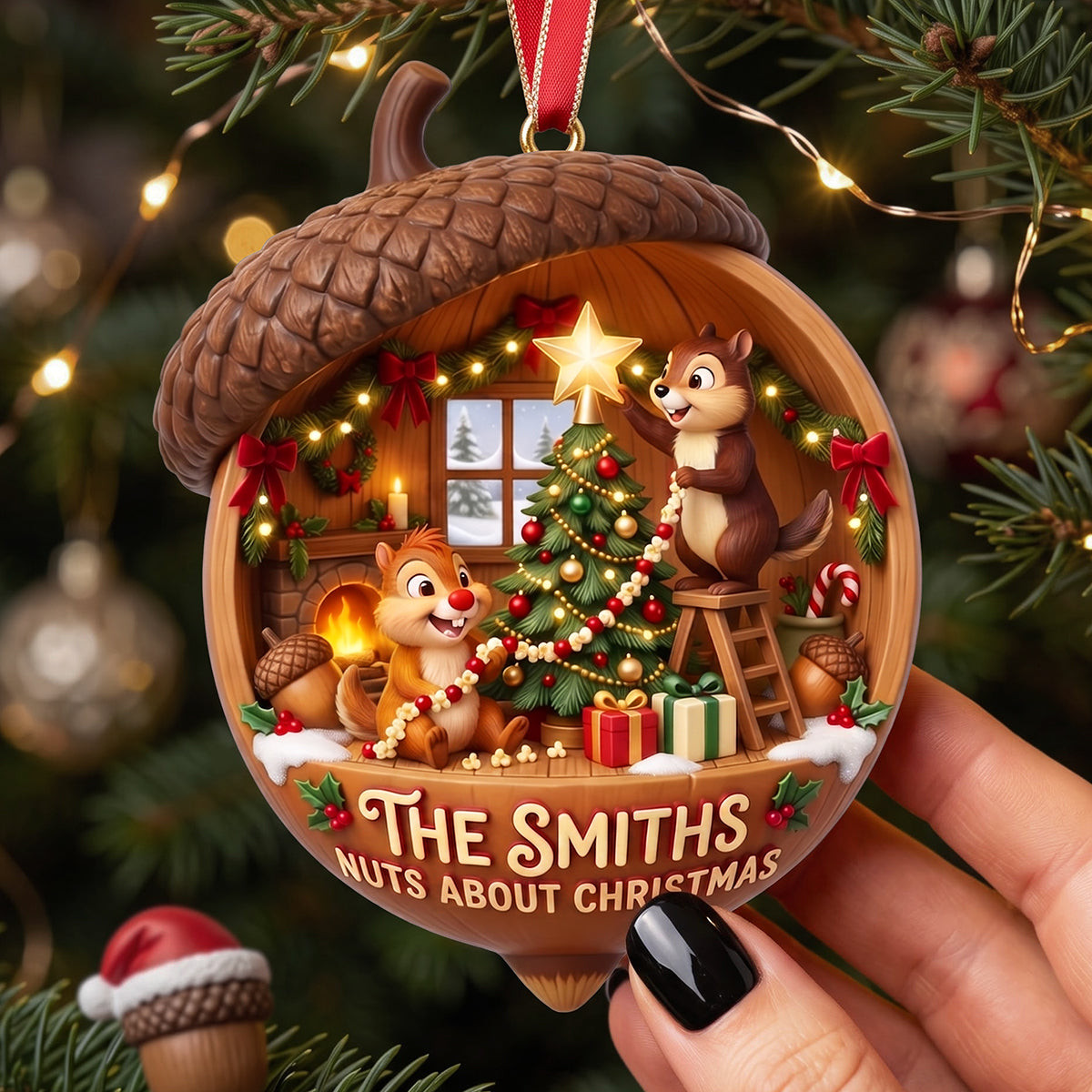 Personalized Chip And Dale Nuts About Christmas Ornament Xmas Tree Decor Holiday Gift For Fans
