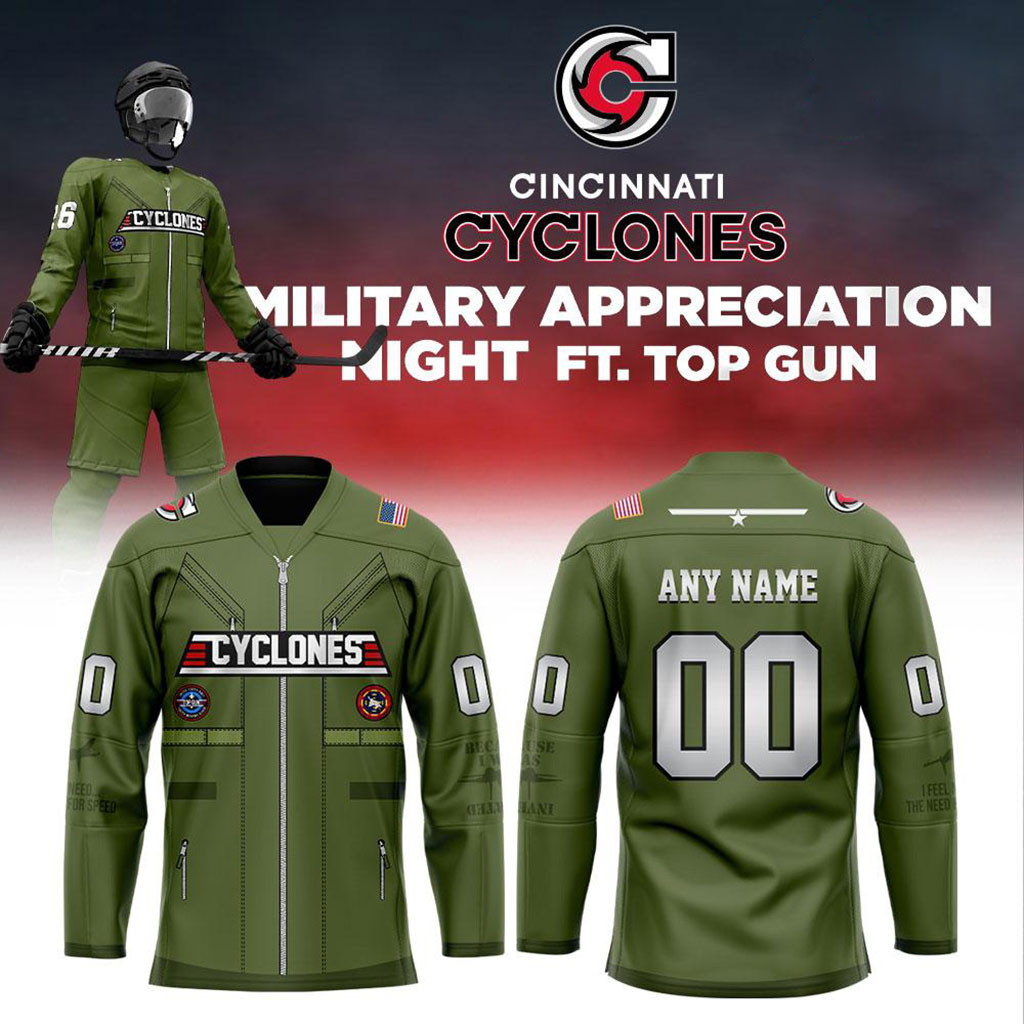 Personalized Cincinnati Cyclones Military Appreciation Night Ft Top Gun 2026 Hockey Jersey