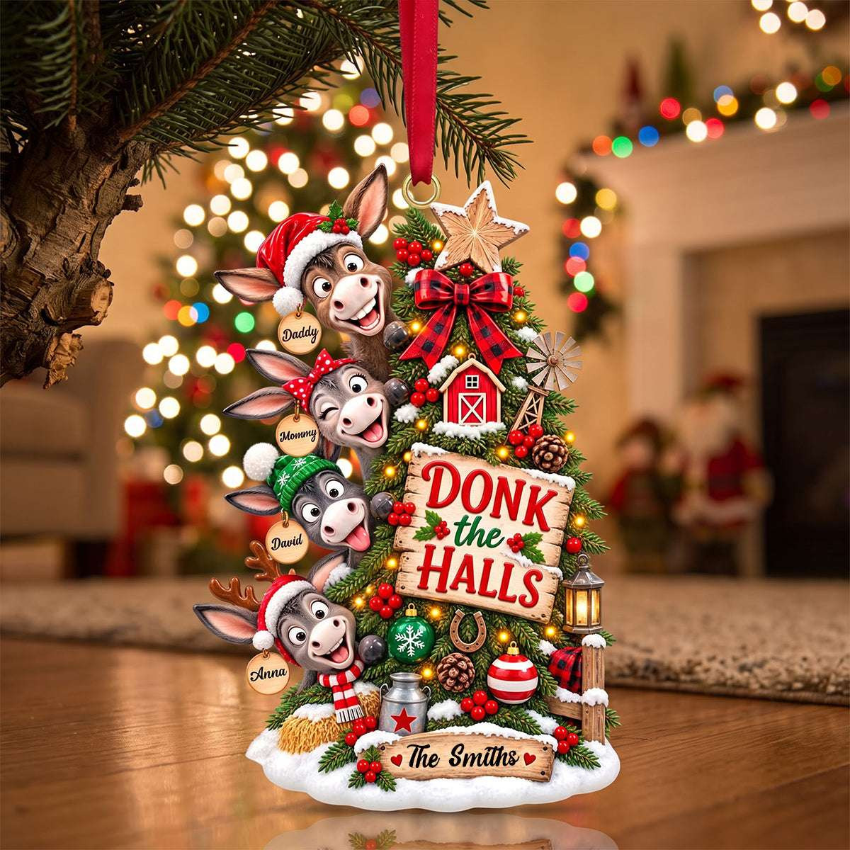Personalized Clumsy Donkey Donk The Halls Christmas Ornament Xmas Decor Gifts For Family Personalized Clumsy Donkey Donk The Halls Christmas Ornament Xmas Decor Gifts For Family