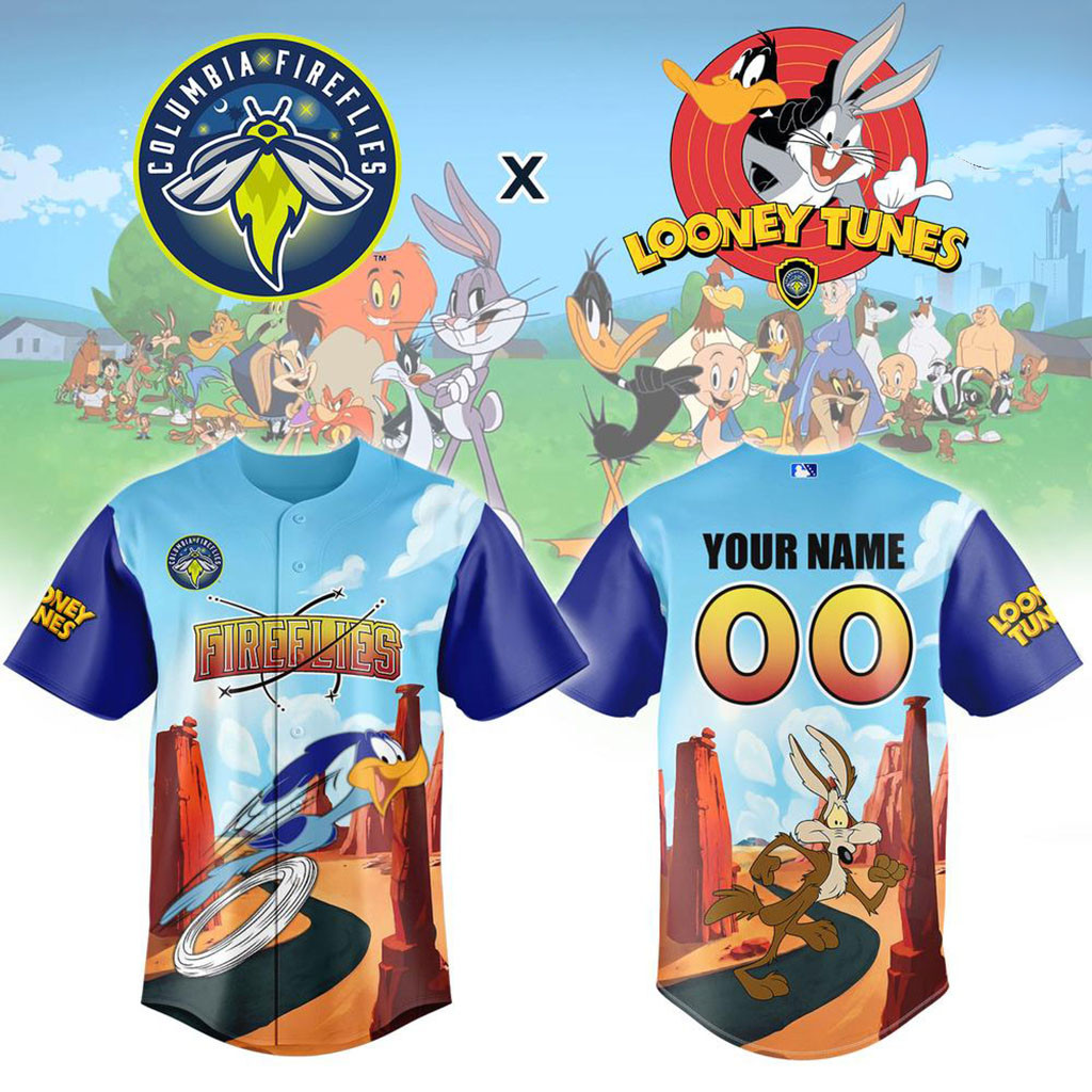 Personalized Columbia Fireflies X Looney Tunes Night Baseball Jersey Fireflies Merch Fan Gifts