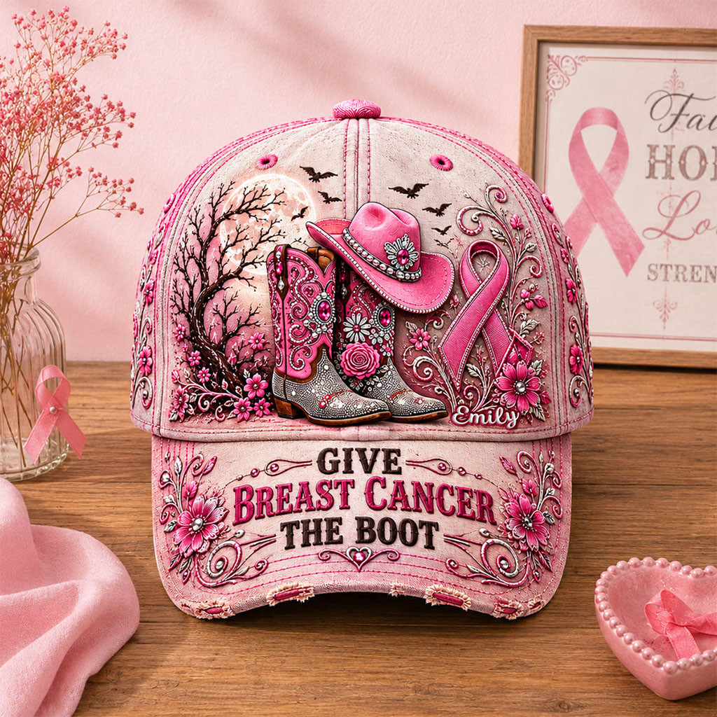 Personalized Cowgirl Give Breast Cancer The Boot Hat Breast Cancer Awareness Merch