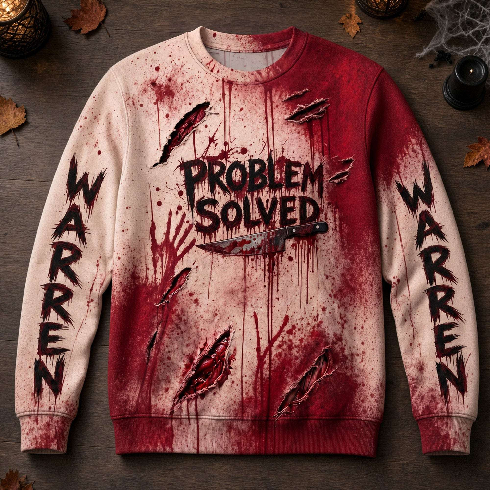Personalized Creepy Problem Solved Sweatshirt Halloween Gifts For Horror Movie Lovers