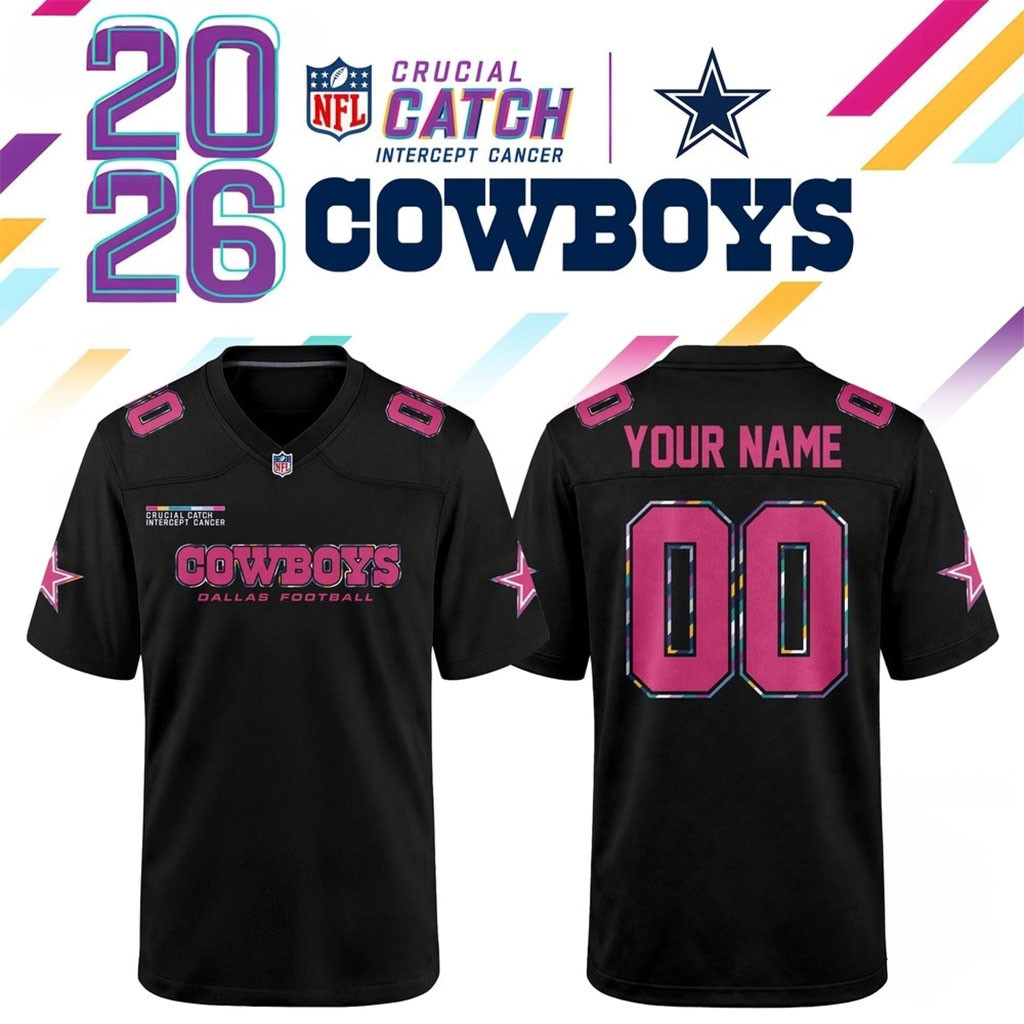 Personalized Dallas Cowboys Crucial Catch 2026 Black Football Jersey Dallas Cowboys Merch Gifts