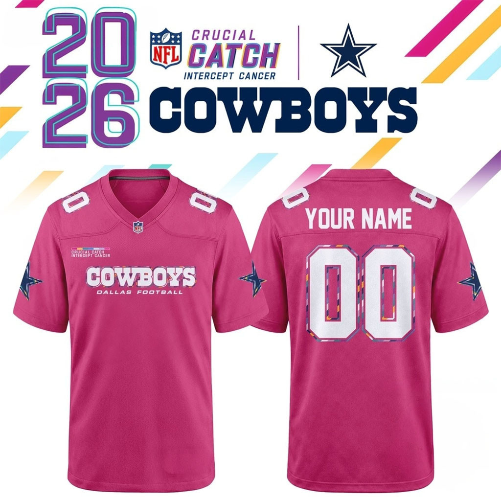 Personalized Dallas Cowboys Crucial Catch 2026 Pink Football Jersey Dallas Cowboys Merch