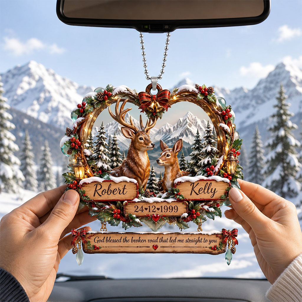Personalized Deer Couple Car Ornament Car Hanging Decor Deer Lover Christmas Gifts For Couple