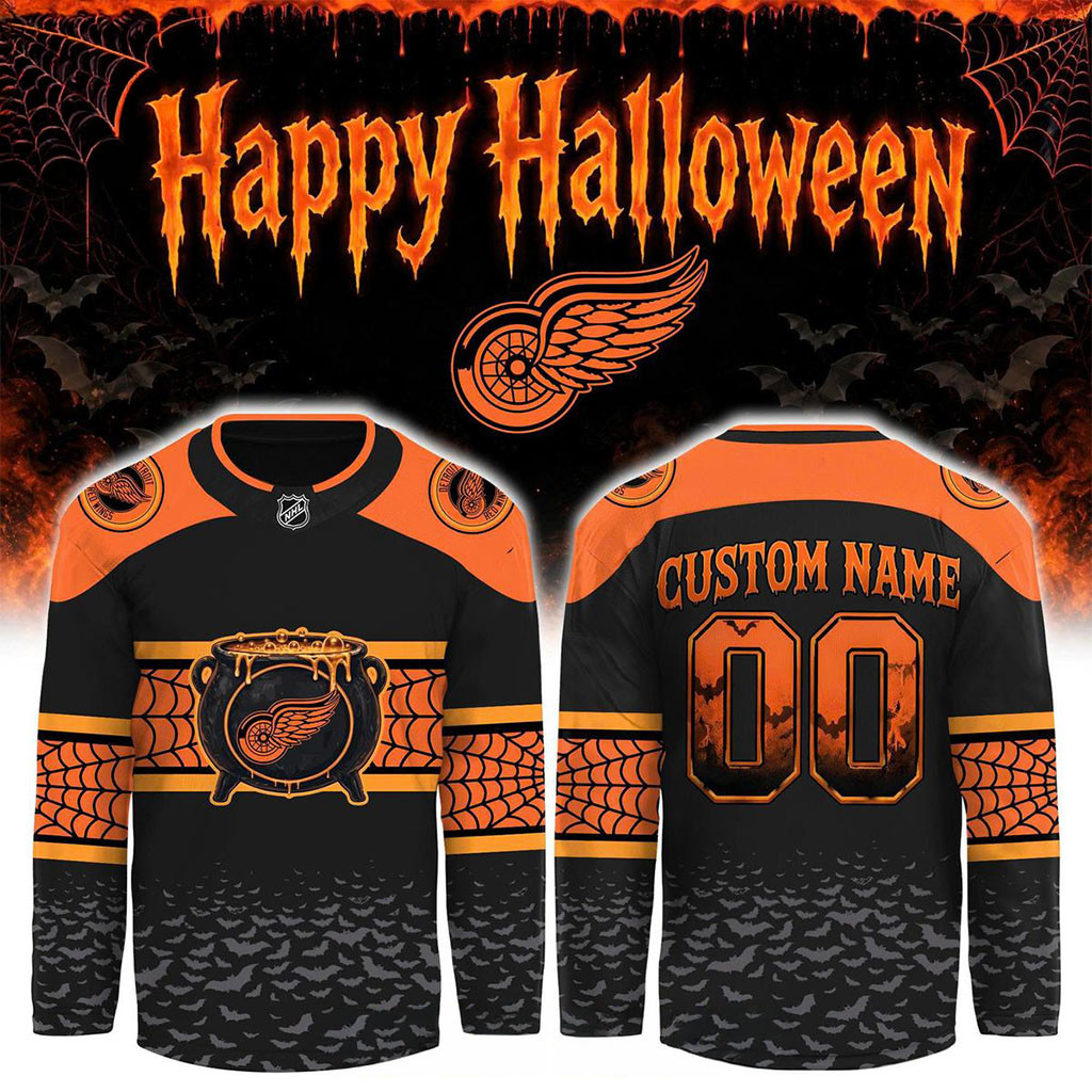 Personalized Detroit Red Wings X Halloween Day 2026 Hockey Jersey Red Wings Merch Gift For Fans