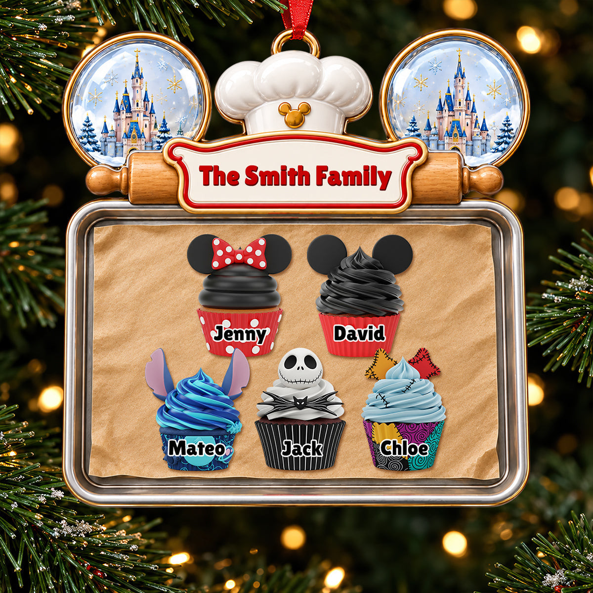 Personalized Disney Family Christmas Ornament Character Cupcakes Holiday Decorations Gift
