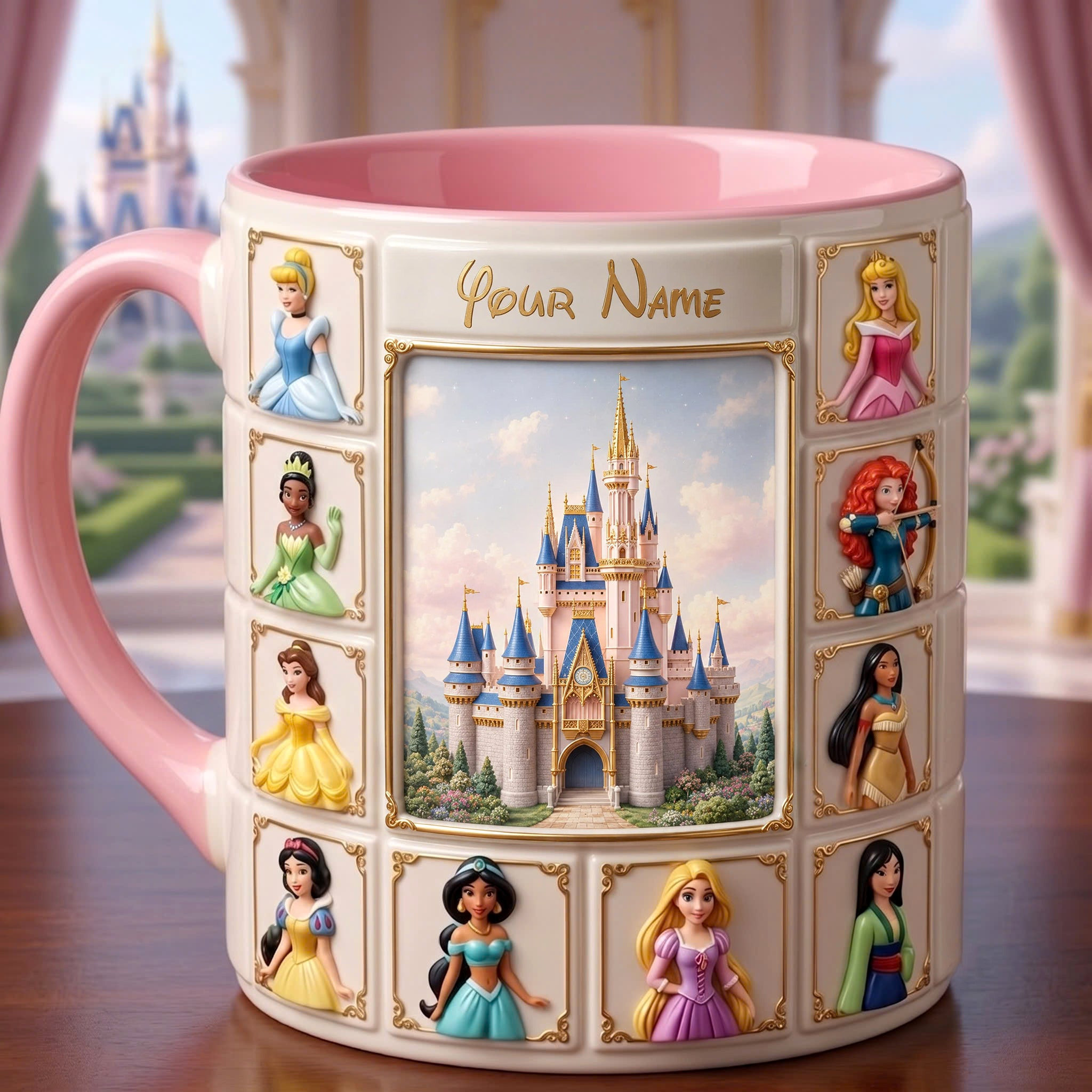 Personalized Disney Princess Mug Castle Coffee Cup Birthday Gift For Daughters