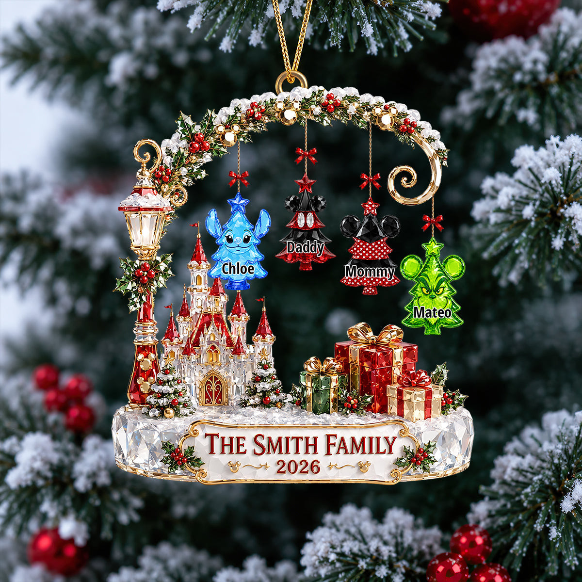 Personalized Disney Timeless Christmas Ambience Acrylic Christmas Ornament Gifts For Family