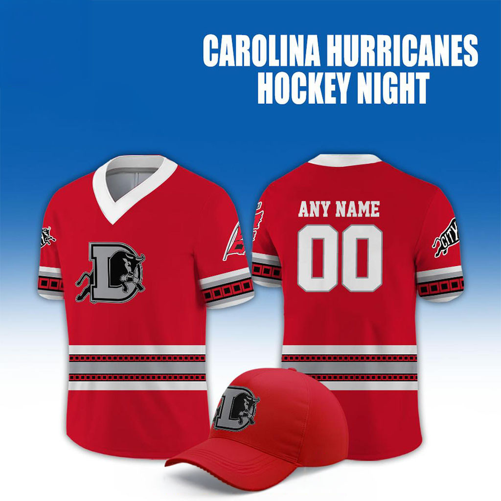Personalized Durham Bulls Carolina Hurricanes Hockey Night 2026 Football Jersey Red Fan Merch