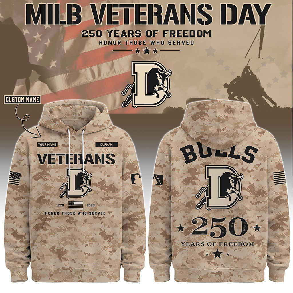 Personalized Durham Bulls Veterans Day 2026 Hoodie Durham Bulls Merch Good Veterans Day Gifts