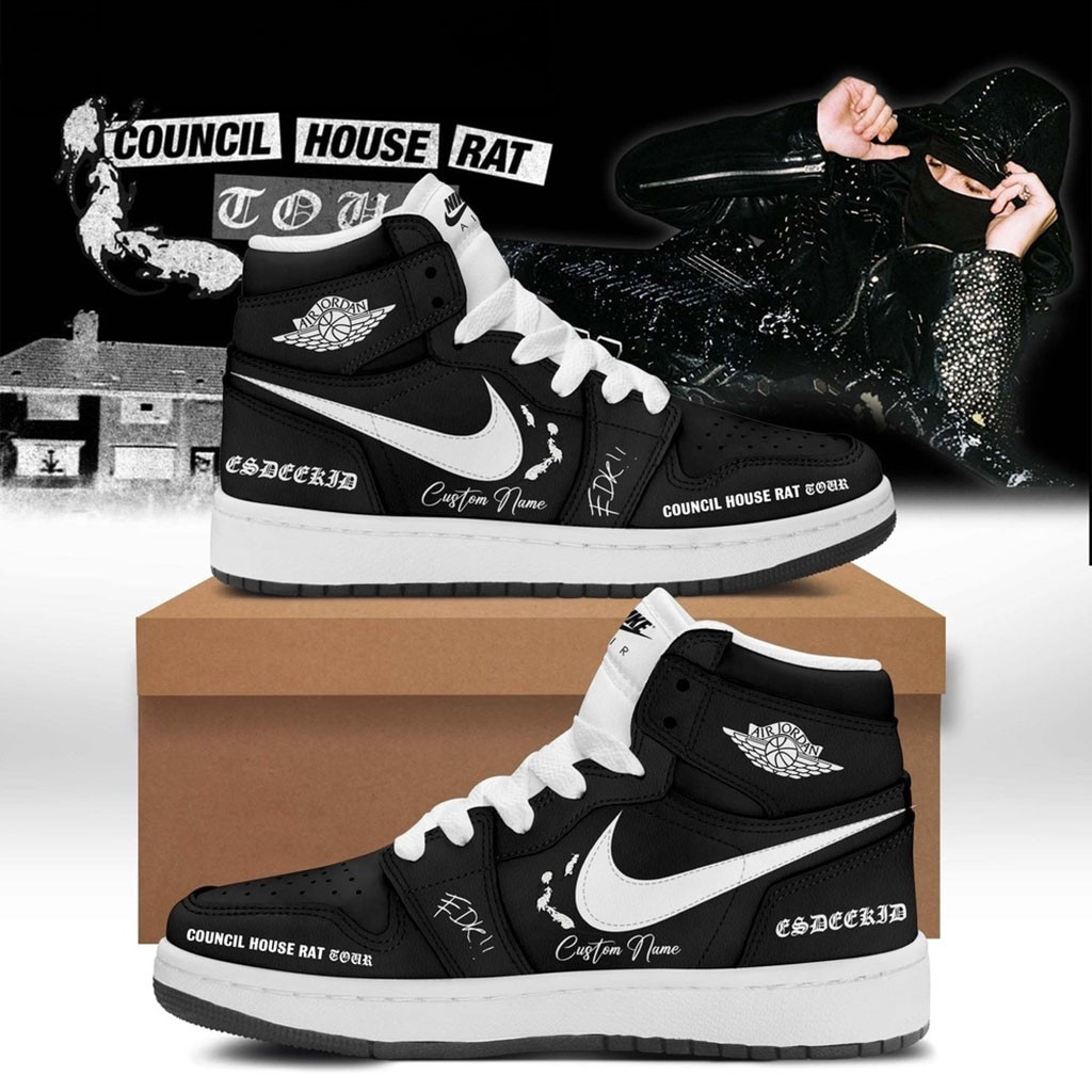 Personalized EsDeeKid Council House Rat Tour 2026 Black High Top Shoes Sneakers EsDeeKid Merch