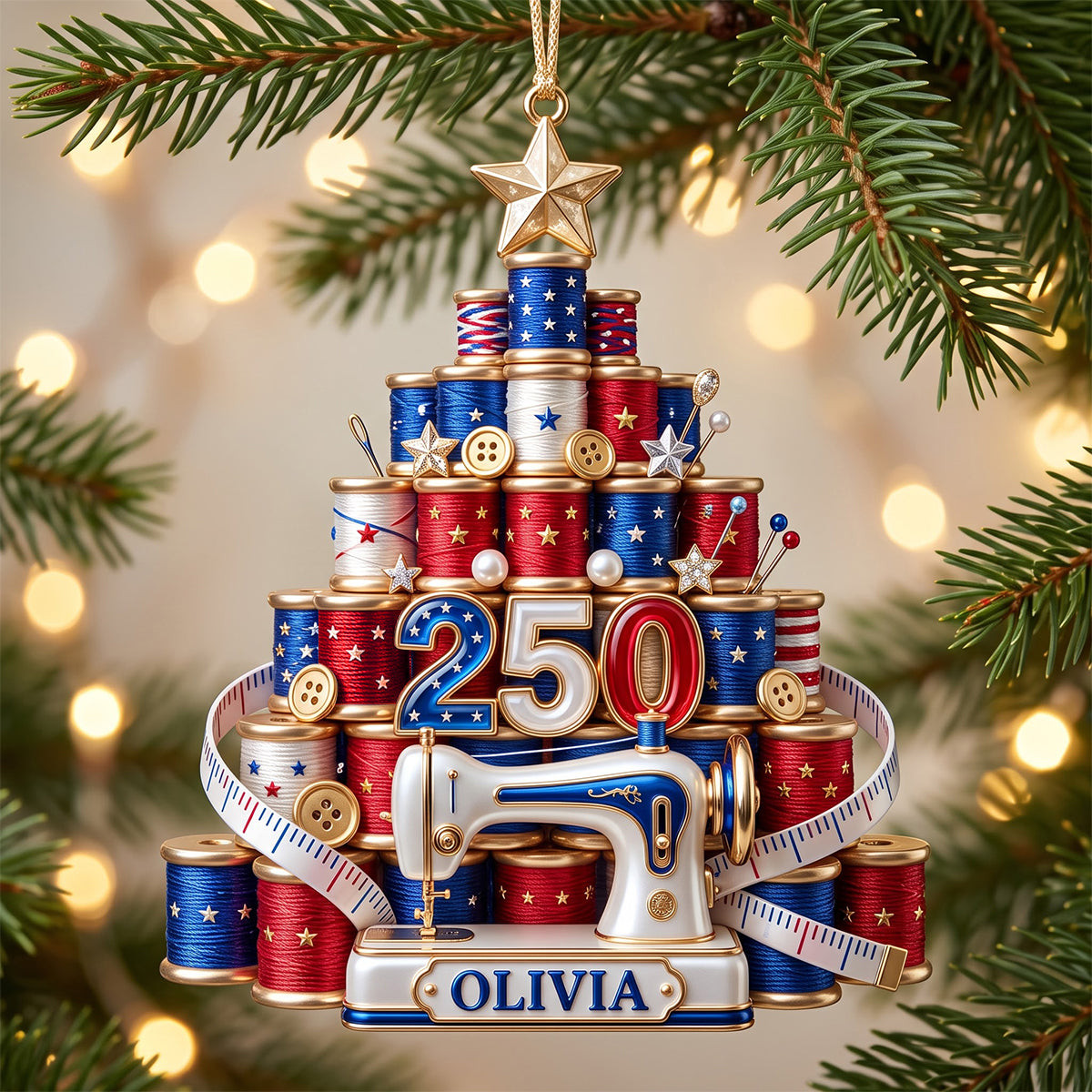 Personalized Festive Stitching Machine Christmas Ornament Holiday Decor Gift For Sewing Lovers Personalized Festive Stitching Machine Christmas Ornament Holiday Decor Gift For Sewing Lovers