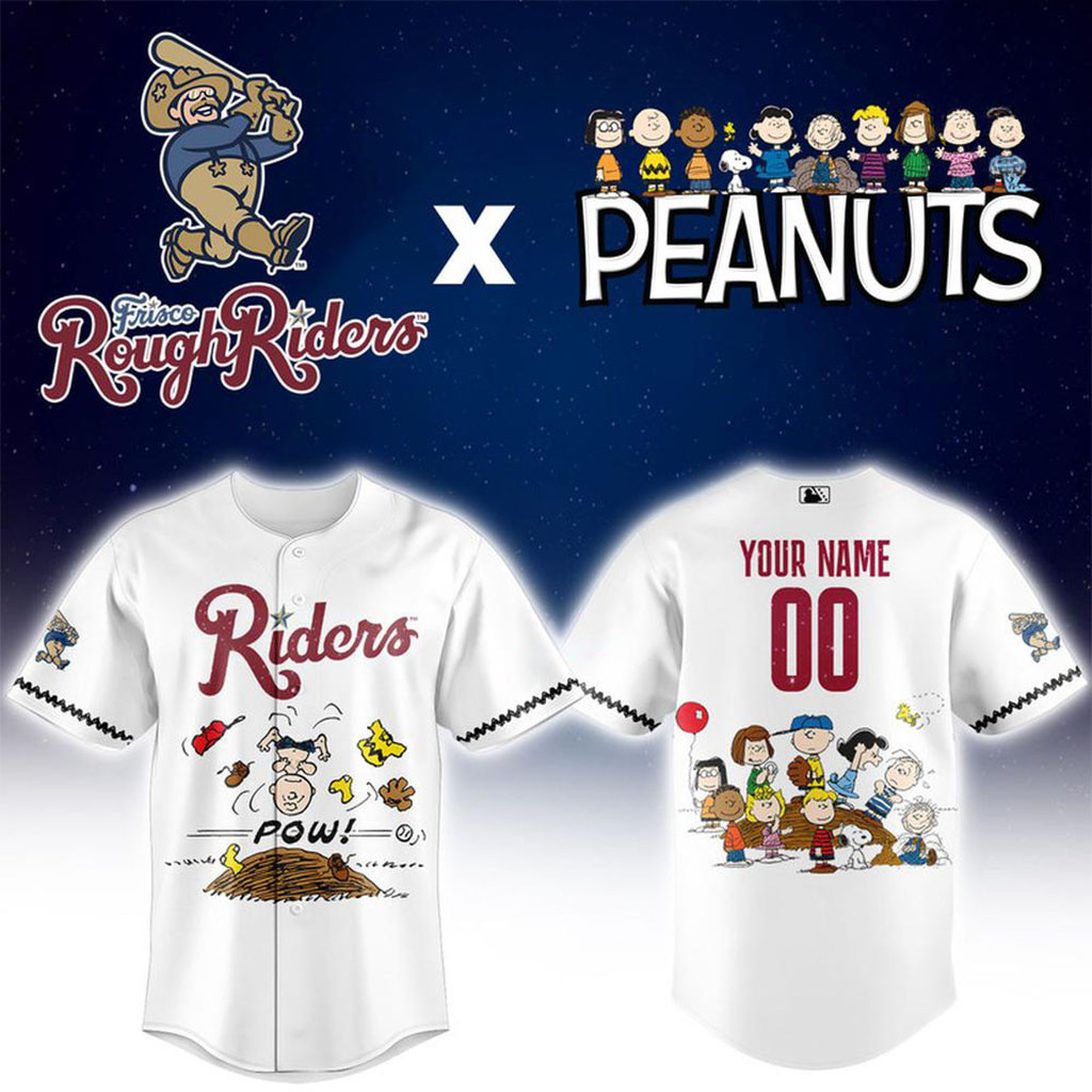 Personalized Frisco RoughRiders X Peanuts Night Baseball Jersey RoughRiders Merch Fan Gifts
