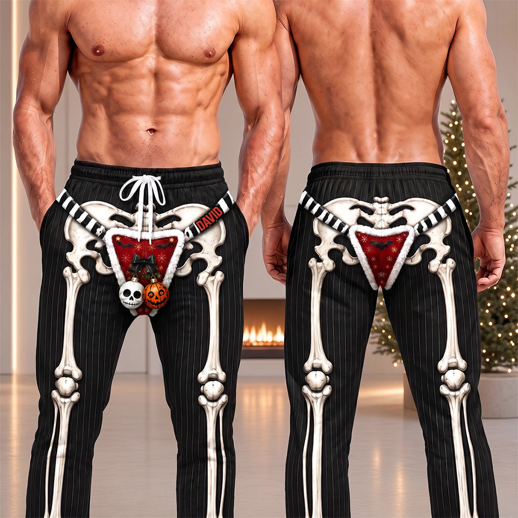 Personalized Funny Skeleton Holiday Sweatpants Humorous Gifts For Halloween