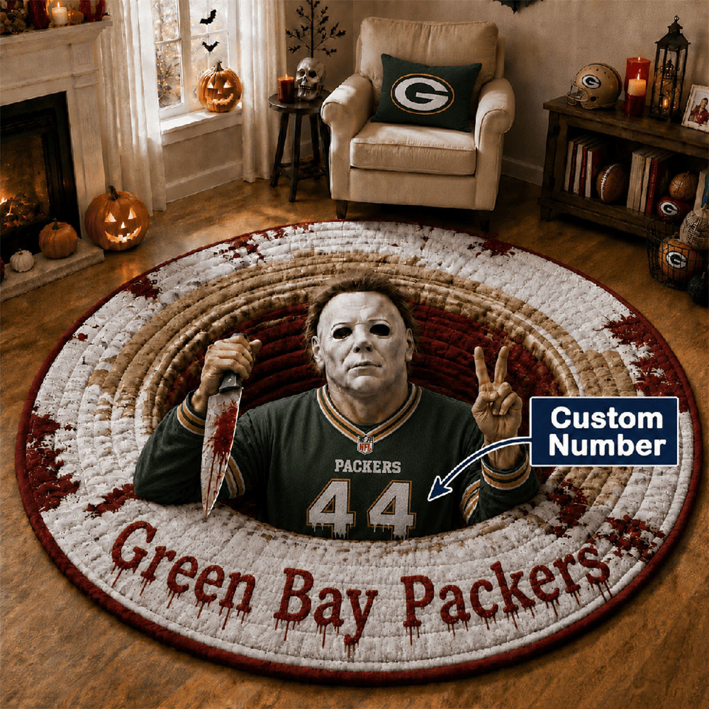 Personalized Green Bay Packers X Michael Myers Merch 2026 Halloween Quilted Round Mat Decor Personalized Green Bay Packers X Michael Myers Merch 2026 Halloween Quilted Round Mat Decor