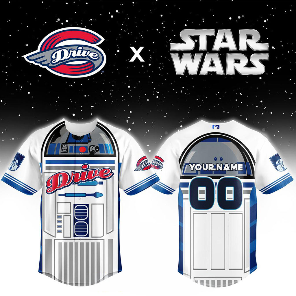 Personalized Greenville Drive Star Wars X R2-D2 Night 2026 Game Baseball Jersey Fan Merch Personalized Greenville Drive Star Wars X R2-D2 Night 2026 Game Baseball Jersey Fan Merch
