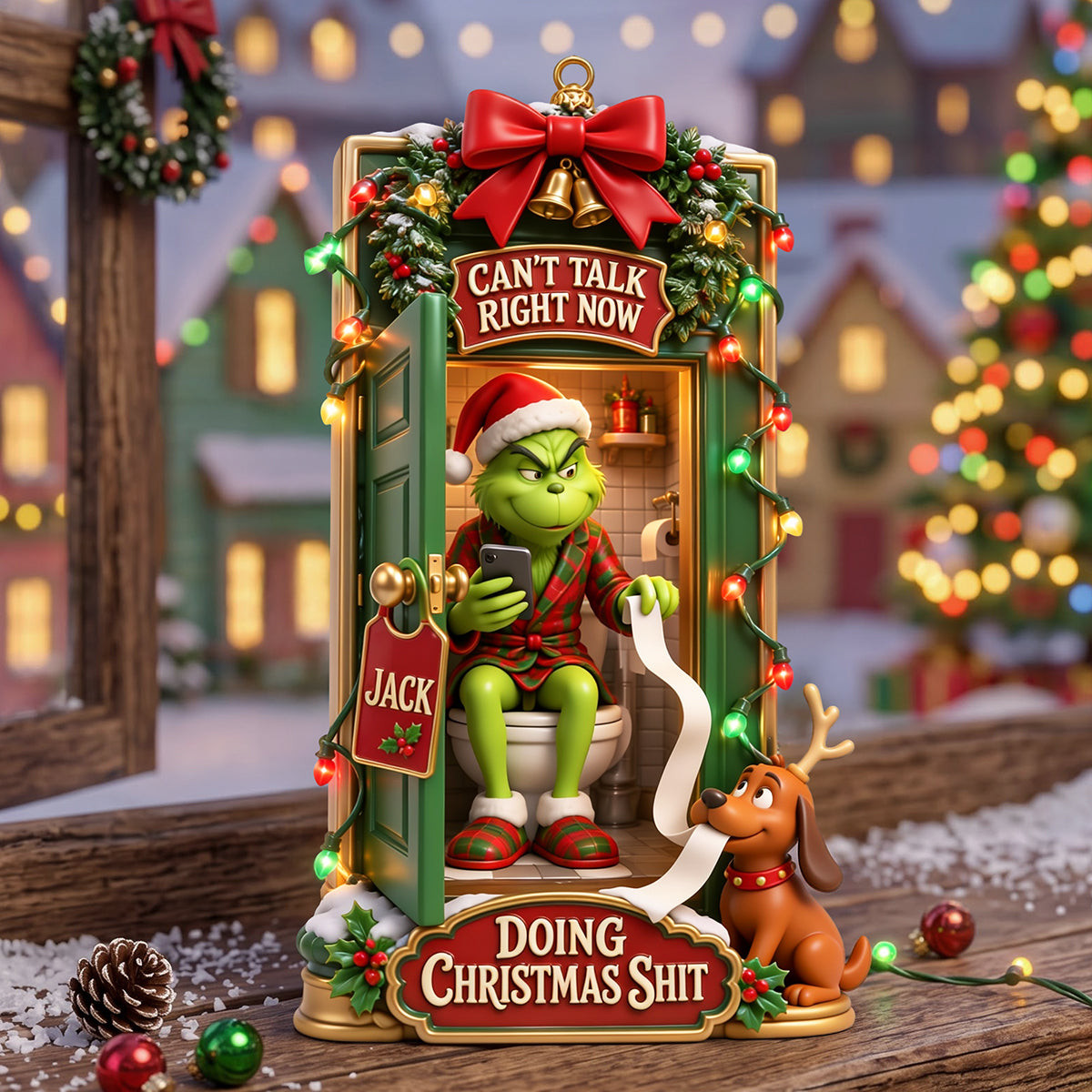 Personalized Grinch Can't Talk Right Now Doing Christmas Ornament Tree Xmas Decor