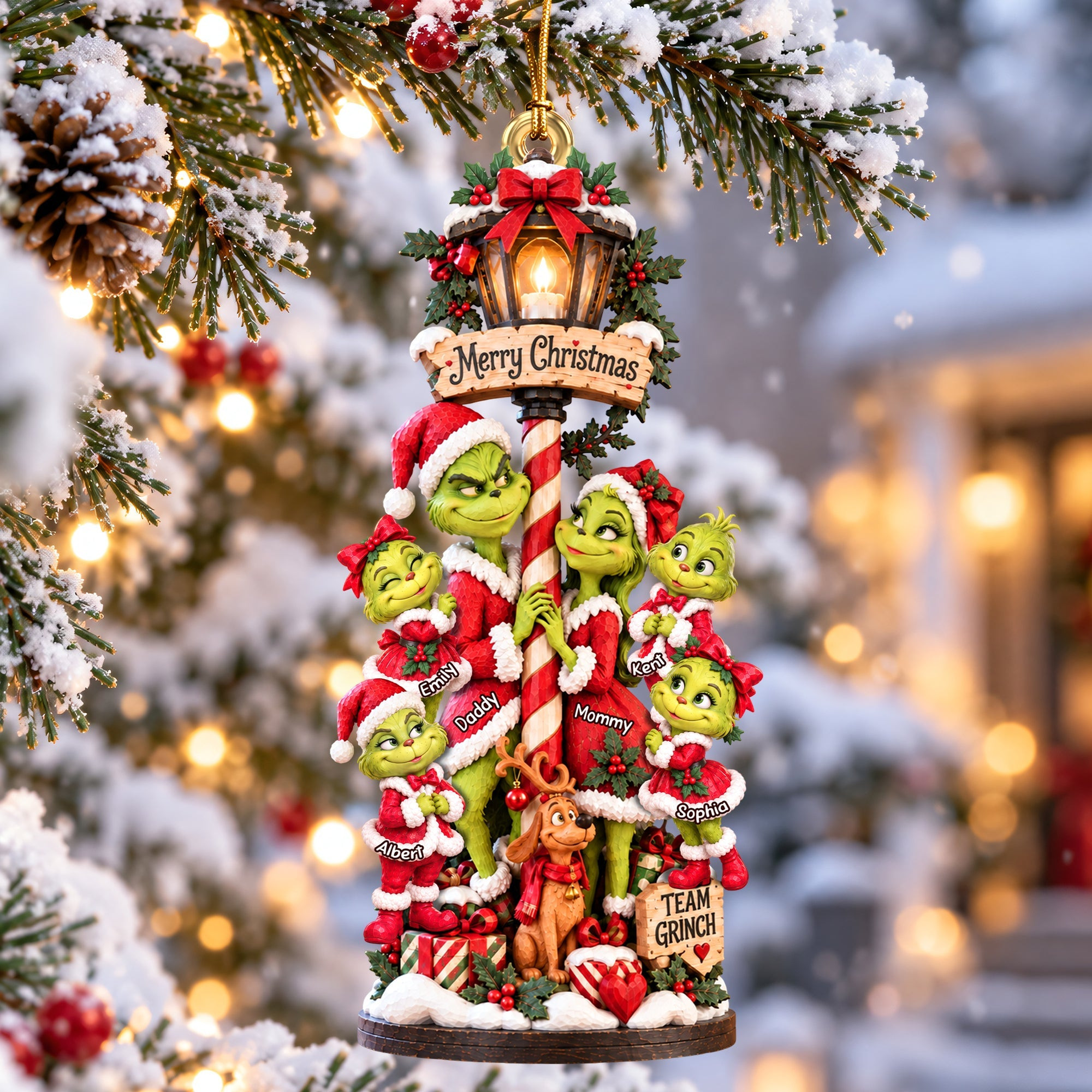 Personalized Grinch Family Christmas Ornament Team Grinch Xmas Tree Decoration Holiday Gift Personalized Grinch Family Christmas Ornament Team Grinch Xmas Tree Decoration Holiday Gift