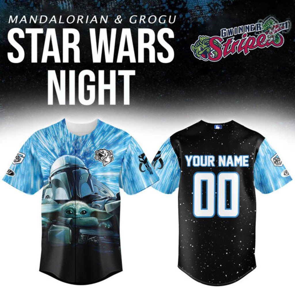 Personalized Gwinnett Stripers Star Wars Night Mandalorian And Grogu Jersey Fan Merch Gifts