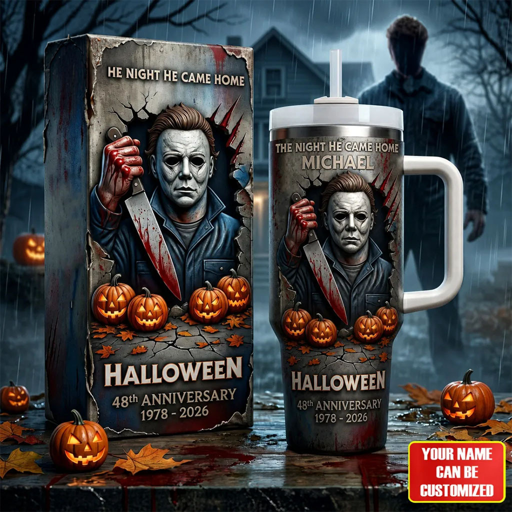 Personalized Halloween Michael Myers 48th Anniversary 40oz Tumbler Gifts For Horror Movie Fans