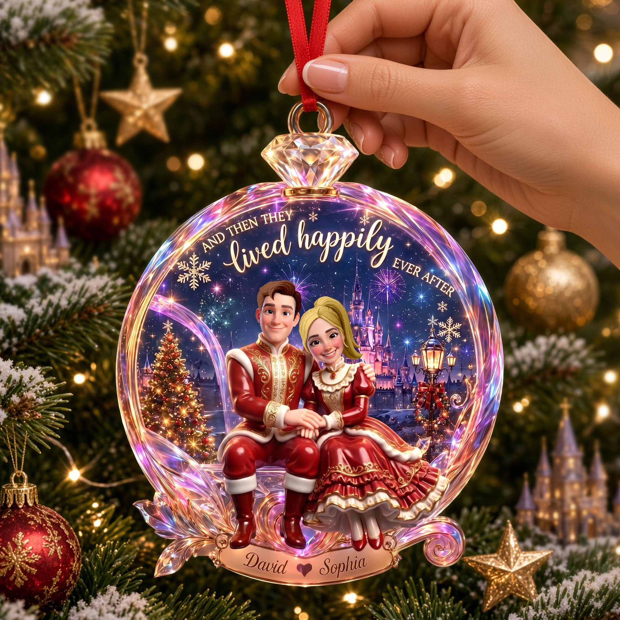 Personalized Happily Ever After Christmas Ornament Holiday Tree Decor Keepsake Gift