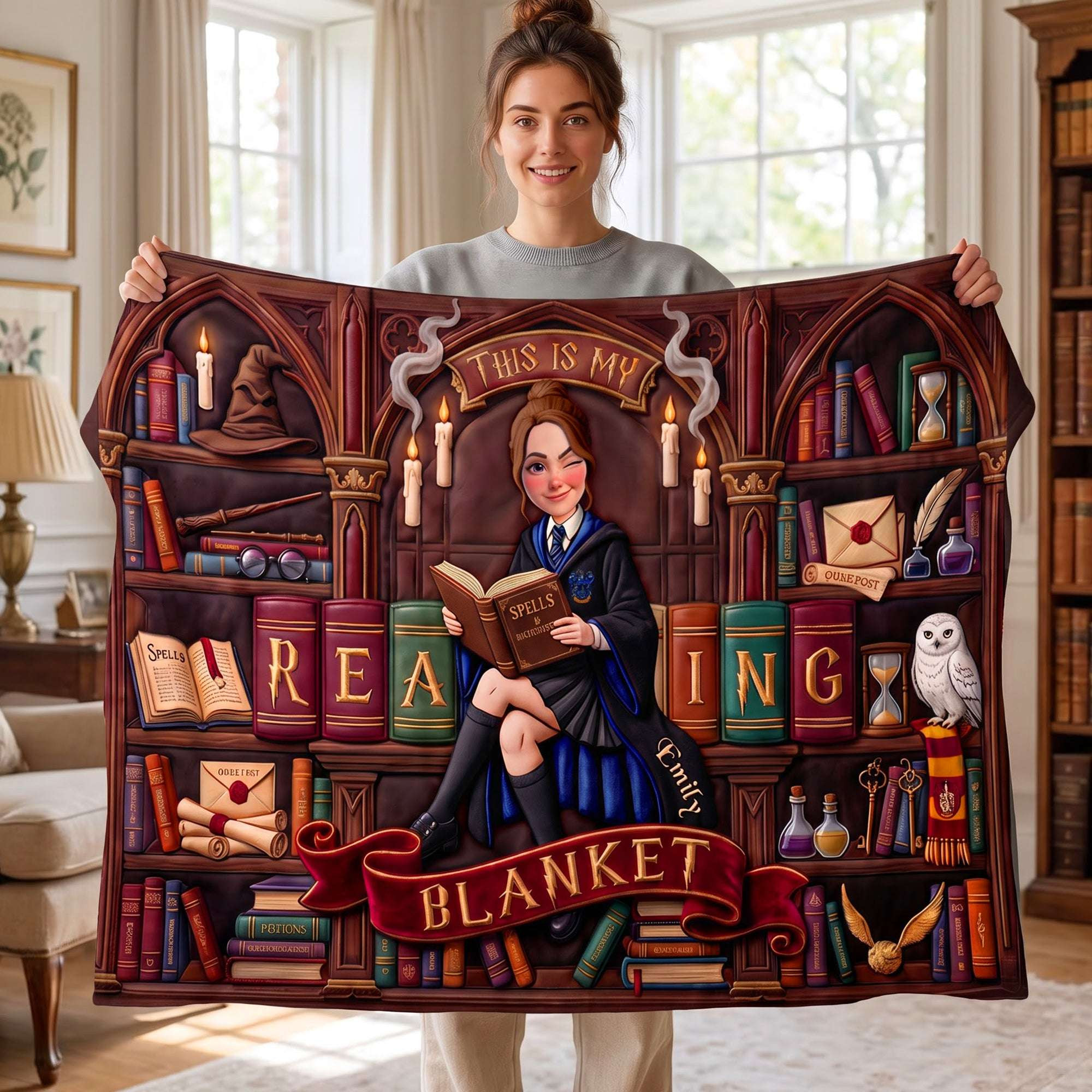 Personalized Harry Potter Themed Storybook Dreams Blanket Best Gift For Book Lovers Personalized Harry Potter Themed Storybook Dreams Blanket Best Gift For Book Lovers