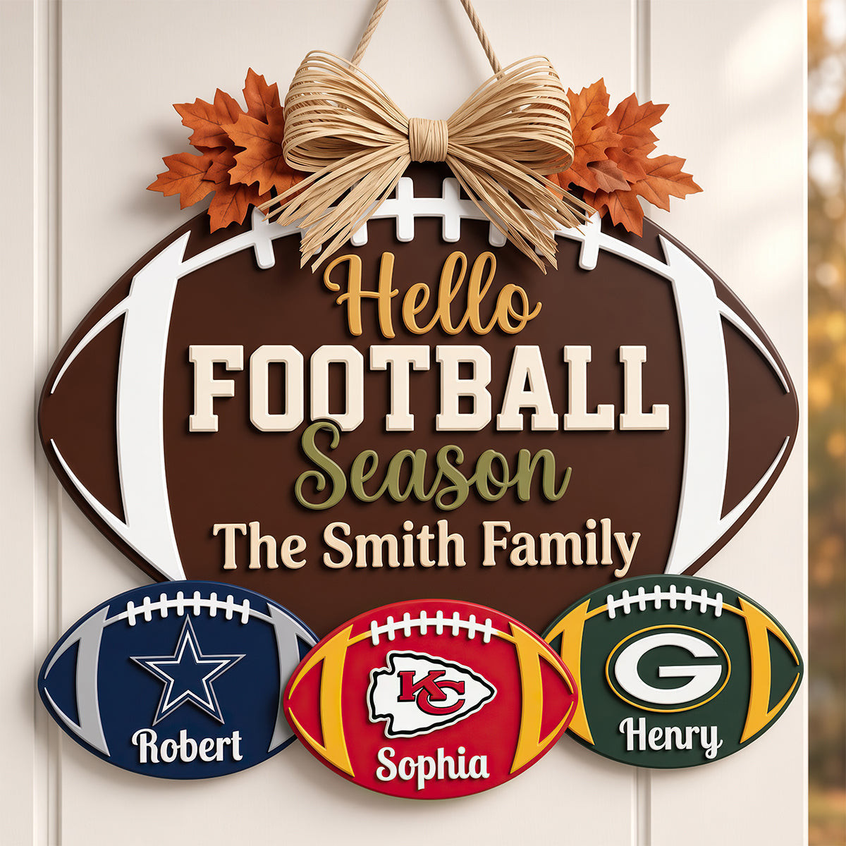 Personalized Hello Football Season Door Sign Home Decor Gifts For Football Fans Personalized Hello Football Season Door Sign Home Decor Gifts For Football Fans
