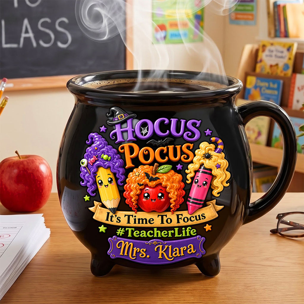 Personalized Hocus Pocus Teacher Life Halloween Cauldron Mug Best Gifts For Teacher