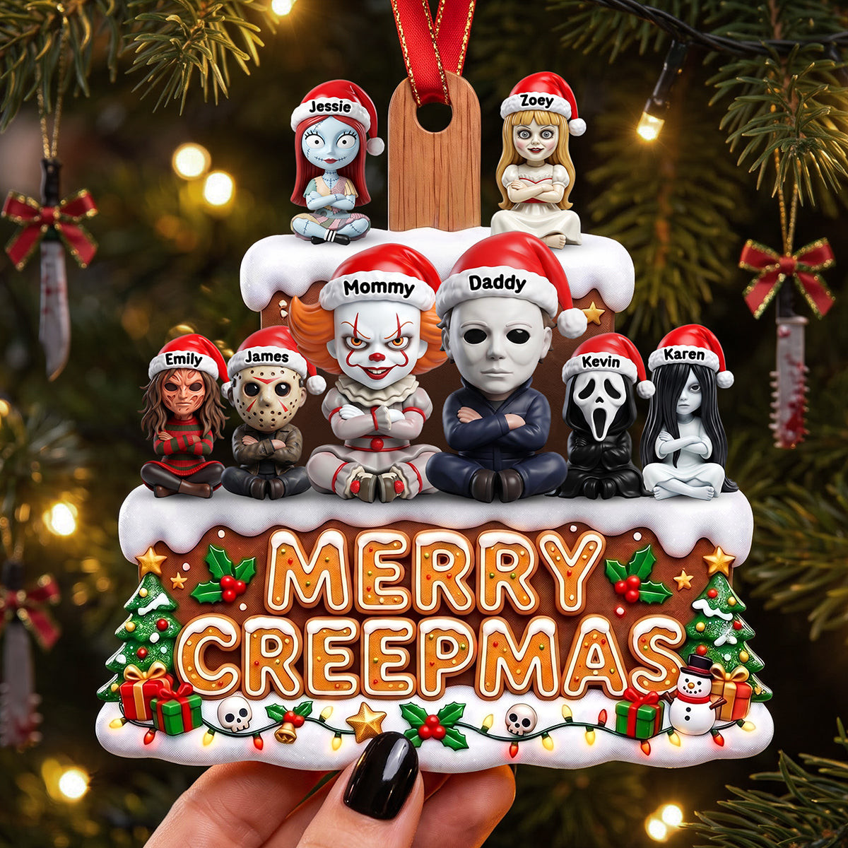 Personalized Horror Character Merry Creepmas Christmas Ornament Gifts For Horror Lovers