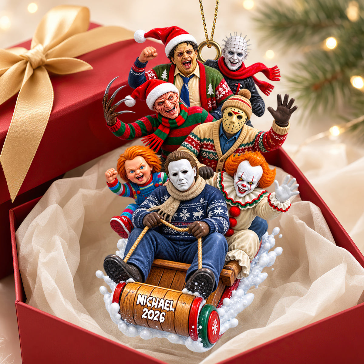 Personalized Horror Movie Character Christmas Ornament 2026 Horror Lovers Holiday Decor