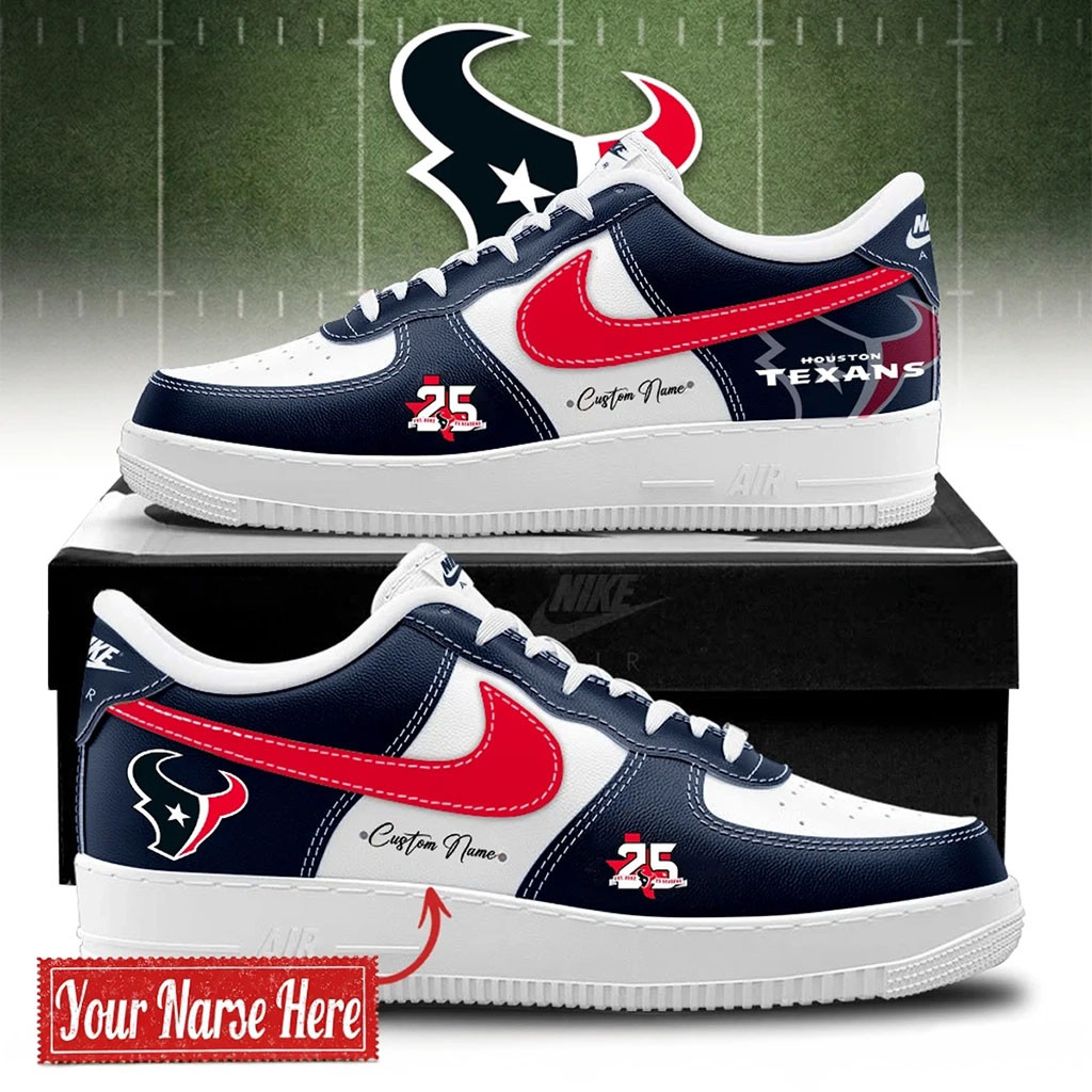 Personalized Houston Texans 25th Anniversary Sneakers Texans Merch Gifts For Football Fan