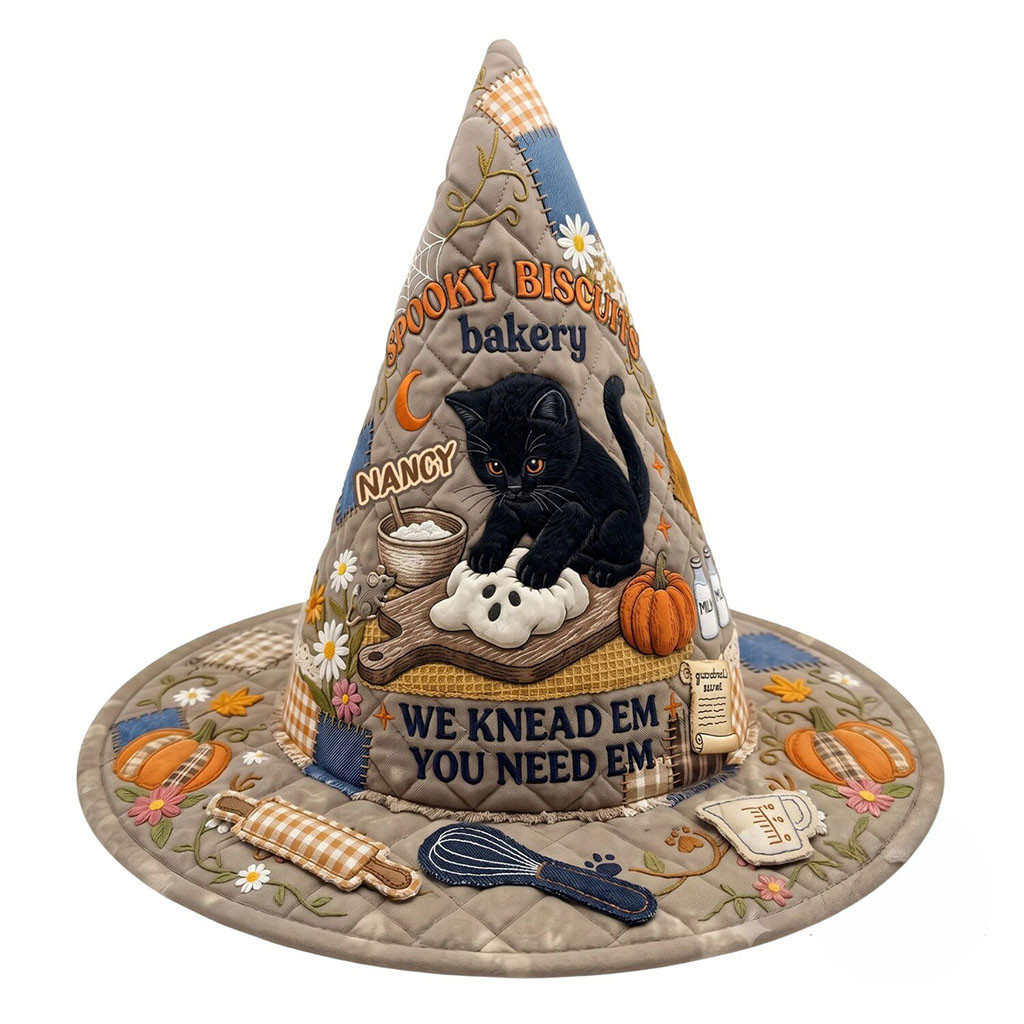Personalized Kneading Cat Baker Quilted Witch Hat Halloween Gifts For Cat Lovers Personalized Kneading Cat Baker Quilted Witch Hat Halloween Gifts For Cat Lovers