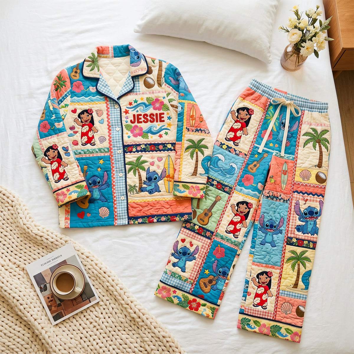 Personalized Lilo And Stitch Cute Blue Pup Family Pajama Set Best Gifts For Sisters Personalized Lilo And Stitch Cute Blue Pup Family Pajama Set Best Gifts For Sisters
