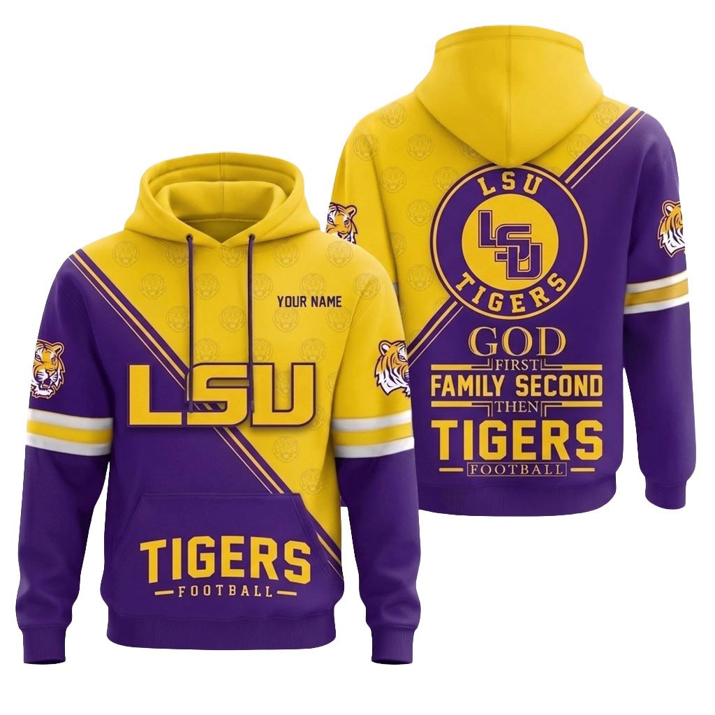 Personalized LSU Tigers 2026 Faith Family Football Hoodie LSU Tigers Merch Gift For Game Day Personalized LSU Tigers 2026 Faith Family Football Hoodie LSU Tigers Merch Gift For Game Day