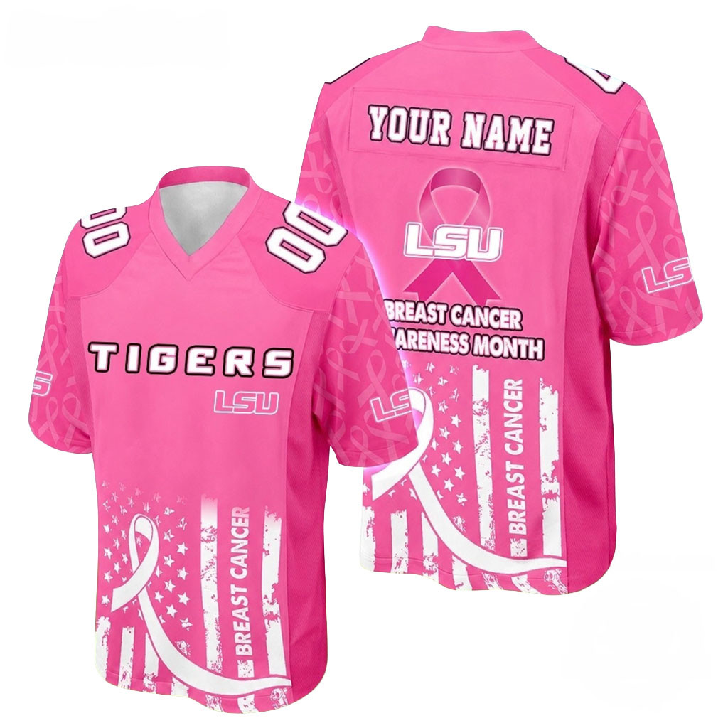 Personalized LSU Tigers Merch Breast Cancer Awareness Month 2026 Football Jersey Gift For Fans