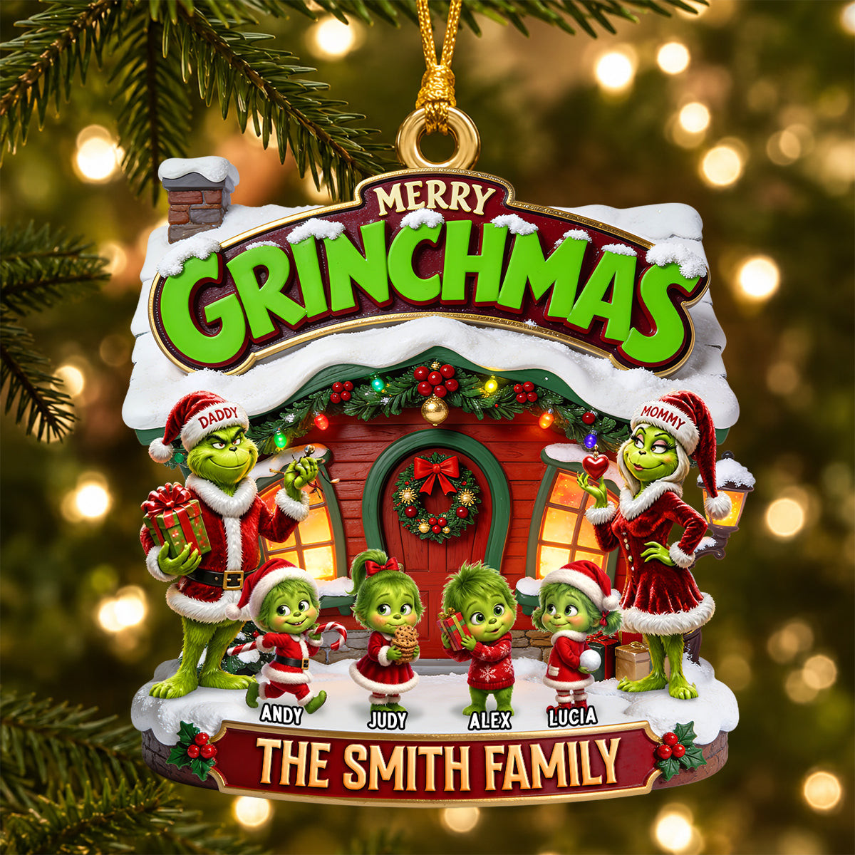 Personalized Merry Grinchmas Christmas Ornament Xmas Tree Decorations Family Gift Personalized Merry Grinchmas Christmas Ornament Xmas Tree Decorations Family Gift