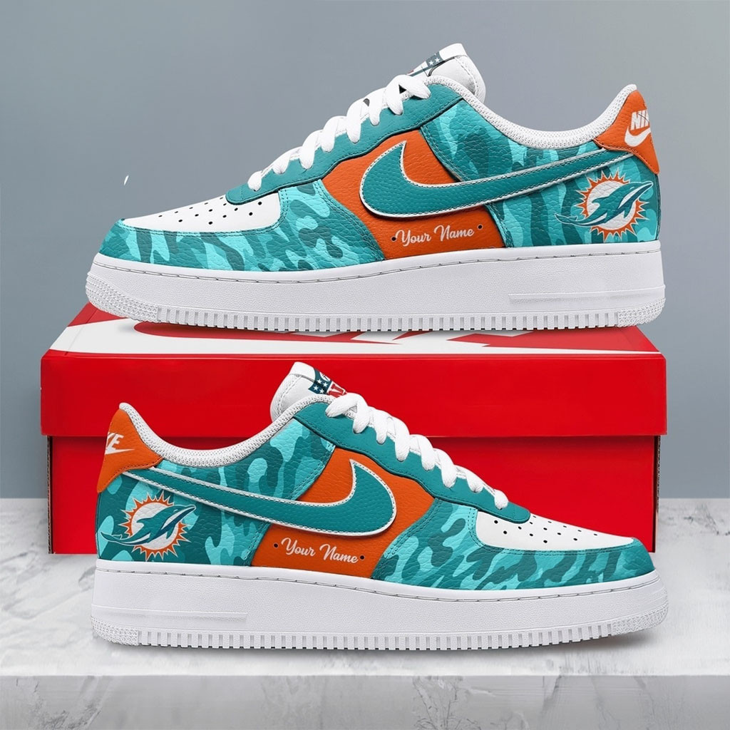 Personalized Miami Dolphins Merch End Zone Energy Sneakers Football Fan Gift Ideas