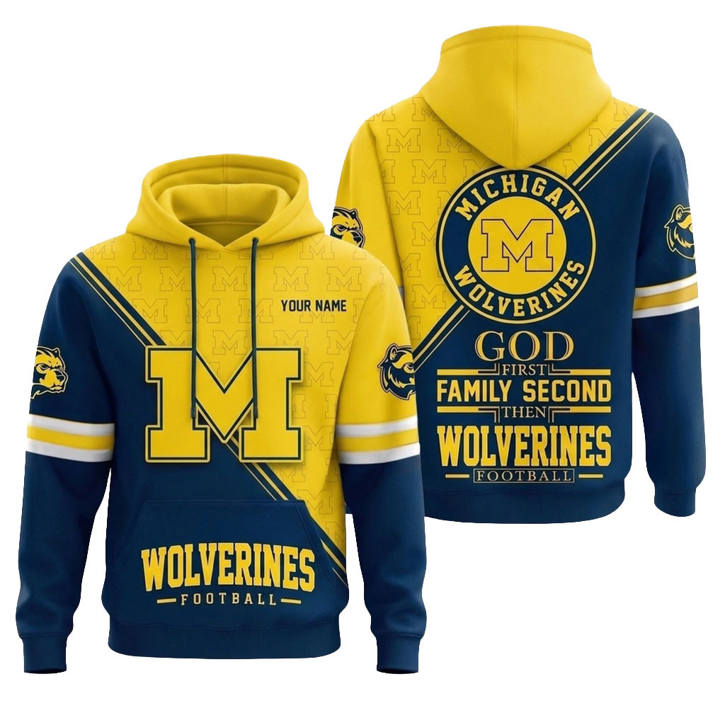 Personalized Michigan Wolverines 2026 Faith Family Football Hoodie Michigan Wolverines Merch
