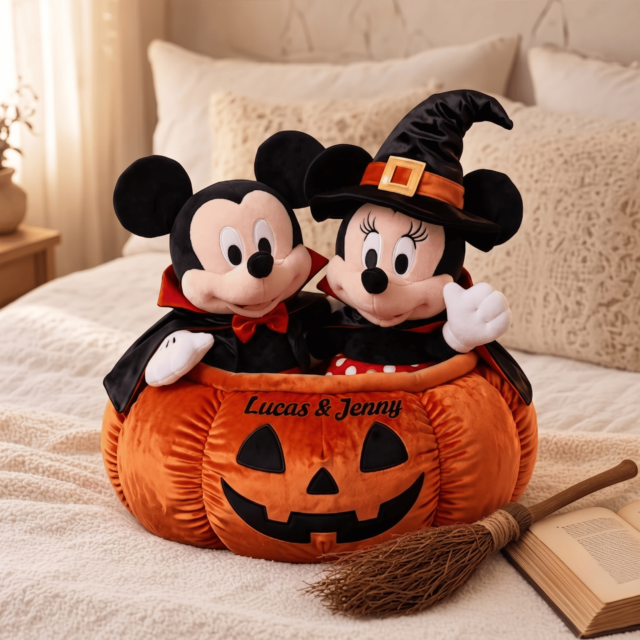 Personalized Mickey And Minnie Halloween Pumpkin Plush Pillow Room Decor Gifts For Couple Personalized Mickey And Minnie Halloween Pumpkin Plush Pillow Room Decor Gifts For Couple