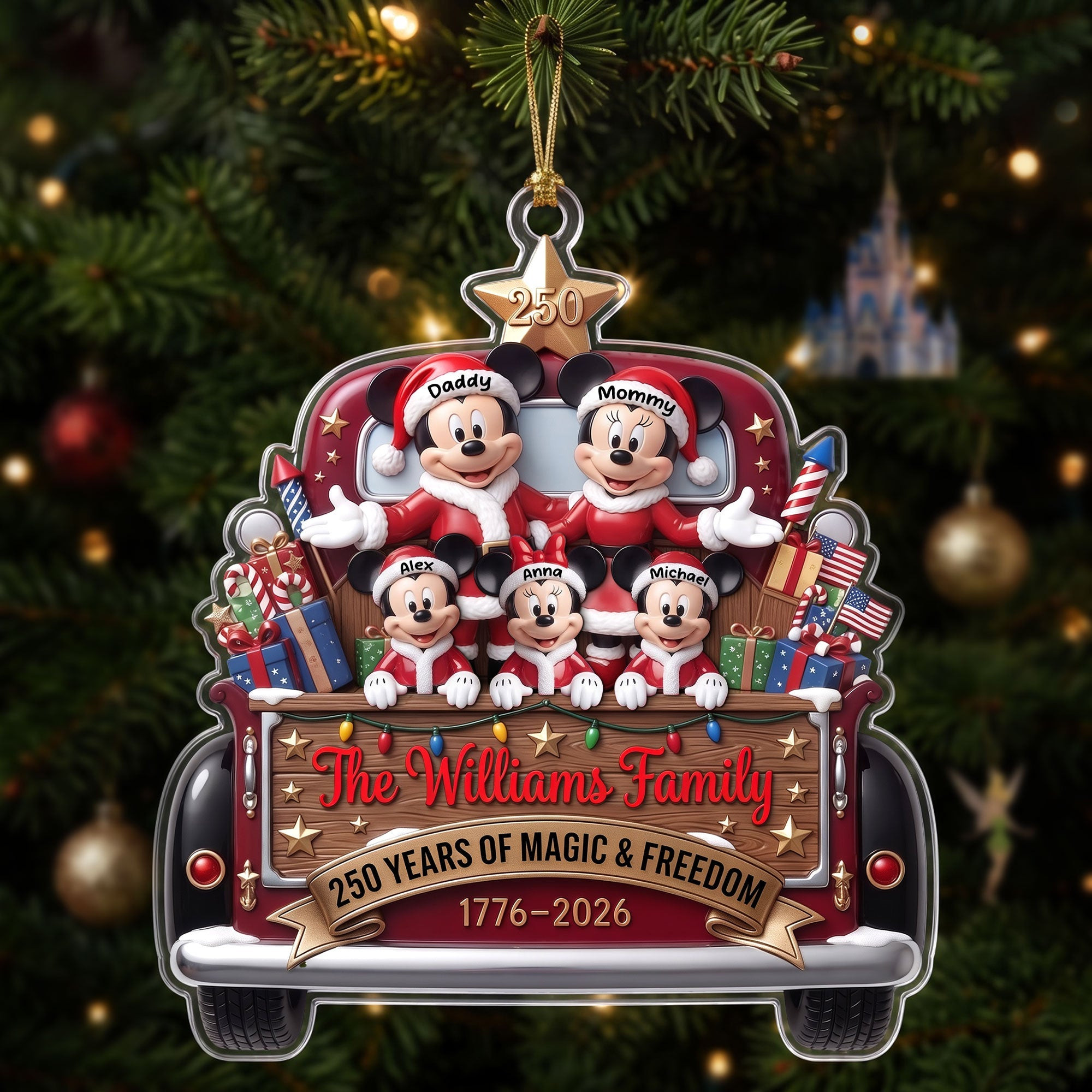 Personalized Mickey Mouse 250th Years Of Freedom Christmas Ornament Gift For Patriots Family