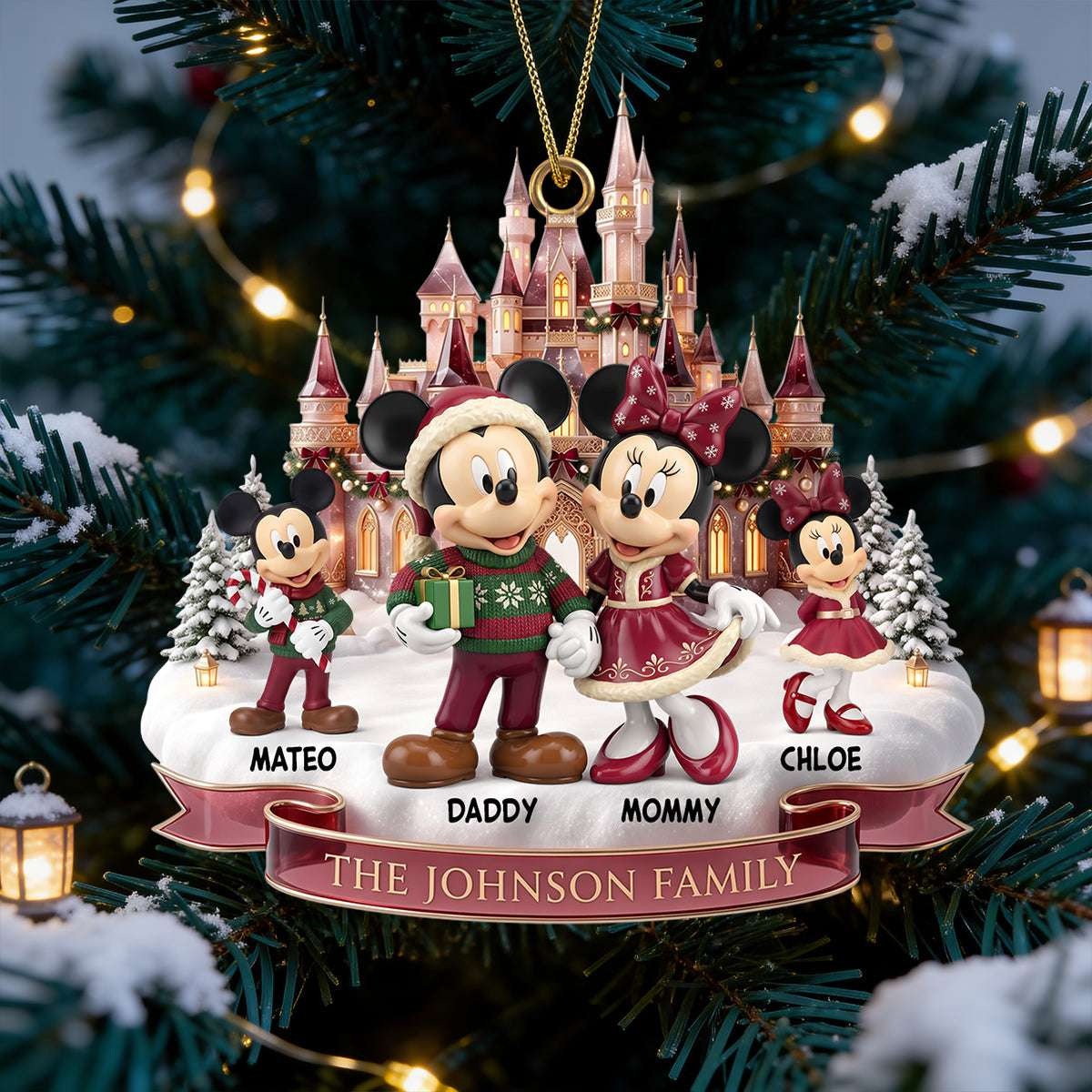Personalized Mickey Mouse Cozy Christmas Family Christmas Ornament Xmas Gifts For Family