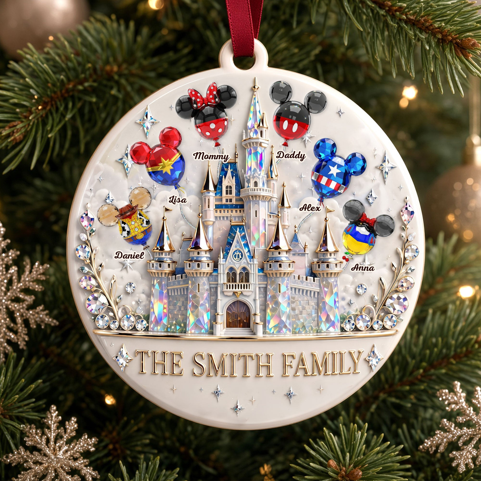 Personalized Mickey Mouse Family Christmas Ornament Xmas Tree Decor Holiday Gift For Family